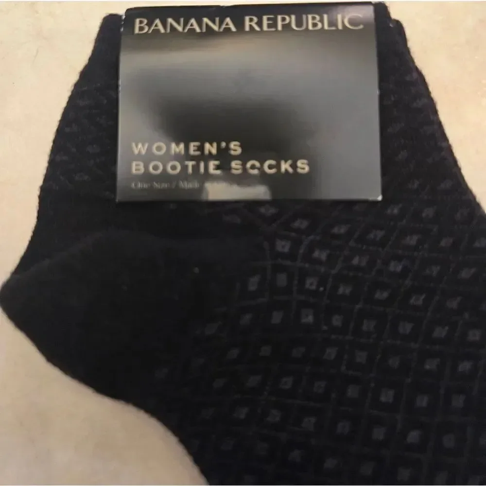 Banana Republic Bootie Ankle Sock Diamond Print Black